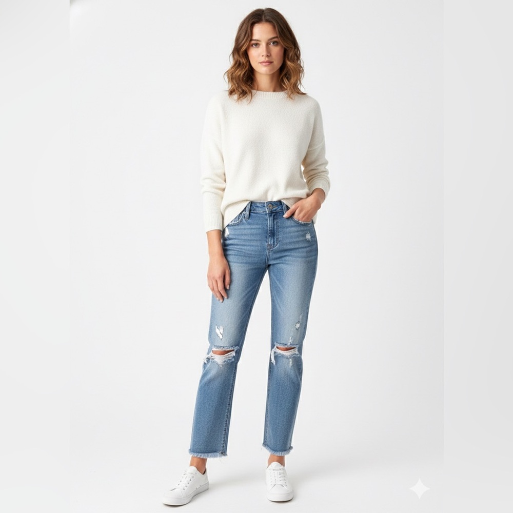 VERVET by Flying Monkey Buckle Hampton High Rise Crop Straight Jeans - 24
